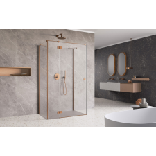 Radaway ?Essenza Brushed Copper ?KDJ+S ?szögletes ?szálcsiszolt réz zuhanykabin 90x110 átlátszó jobbos kád, zuhanykabin