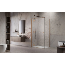 Radaway Essenza Brushed Copper ?KDJ szögletes ?szálcsiszolt réz zuhanykabin 100x90 balos átlátszó kád, zuhanykabin