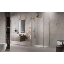 Radaway Essenza Brushed Copper KDJ szögletes szálcsiszolt réz zuhanykabin 120x110 balos átlátszó kád, zuhanykabin