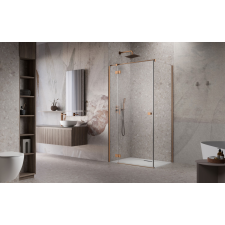 Radaway Essenza Brushed Copper ?KDJ szögletes ?szálcsiszolt réz zuhanykabin 80x90 jobbos átlátszó kád, zuhanykabin