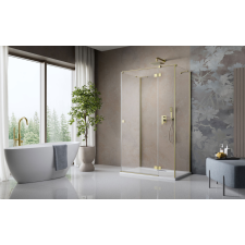 Radaway ?Essenza Brushed Gold ?KDJ+S ?szögletes ?szálcsiszolt arany zuhanykabin 100x90 átlátszó balos kád, zuhanykabin