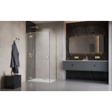 Radaway Essenza Brushed Gold ?KDJ szögletes ?szálcsiszolt arany zuhanykabin 90x100 átlátszó jobbos kád, zuhanykabin