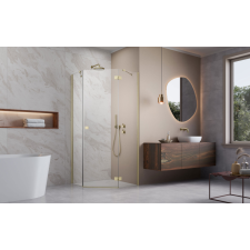 Radaway Essenza Brushed Gold ?PTJ ?szögletes ?szálcsiszolt arany zuhanykabin 90x90 átlátszó kád, zuhanykabin