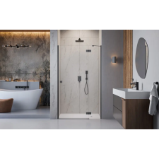 Radaway Essenza Brushed GunMetal ?DWJ ?szálcsiszolt fegyvermetál zuhanyajtó 110 átlátszó balos kád, zuhanykabin