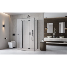 Radaway ?Essenza Brushed GunMetal ?KDJ+S ?szögletes ?szálcsiszolt fegyvermetál zuhanykabin 110x75 átlátszó balos kád, zuhanykabin