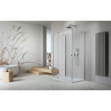 Radaway ?Essenza Brushed Nickel ?KDJ+S ?szögletes ?szálcsiszolt króm zuhanykabin 110x110 átlátszó balos kád, zuhanykabin