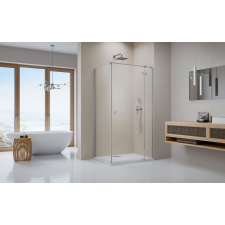 Radaway Essenza Brushed Nickel ?KDJ szögletes ?szálcsiszolt króm zuhanykabin 100x70 átlátszó balos kád, zuhanykabin