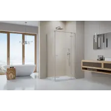 Radaway Essenza Brushed Nickel ?KDJ szögletes ?szálcsiszolt króm zuhanykabin 110x70 átlátszó jobbos kád, zuhanykabin