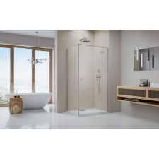 Radaway Essenza Brushed Nickel ?KDJ szögletes ?szálcsiszolt króm zuhanykabin 120x120 átlátszó balos kád, zuhanykabin