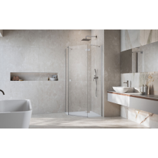 Radaway Essenza Brushed Nickel ?PTJ ?szögletes ?szálcsiszolt króm zuhanykabin 100x100 átlátszó kád, zuhanykabin