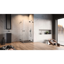 Radaway Essenza Pro Black KDD szögletes fekete zuhanykabin 80x90 átlátszó kád, zuhanykabin