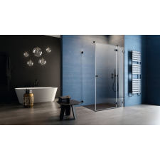 Radaway Essenza Pro Black KDJ szögletes fekete zuhanykabin 80x100 átlátszó balos kád, zuhanykabin