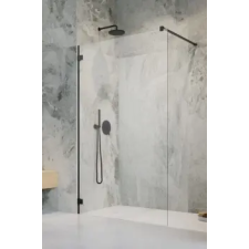 Radaway Essenza Pro Black Walk-in fekete zuhanyfal 160 kád, zuhanykabin