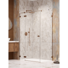 Radaway Essenza Pro Brushed Copper KDJ szögletes szálcsiszolt réz zuhanykabin 110x100 átlátszó balos kád, zuhanykabin