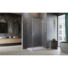 Radaway Essenza Pro Brushed Nickel KDJ szögletes szálcsiszolt króm zuhanykabin 80x70 átlátszó balos kád, zuhanykabin