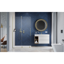 Radaway Furo Brushed Gold Walk-in szálcsiszolt arany zuhanyfal 90 jobbos átlátszó kád, zuhanykabin