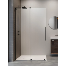 Radaway Furo SL Black Walk-in fekete zuhanyfal 100 átlátszó balos kád, zuhanykabin