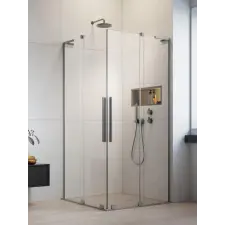 Radaway Furo SL Brushed Nickel KDD szögletes szálcsiszolt króm zuhanykabin 90x100 átlátszó kád, zuhanykabin