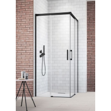  Radaway Idea Black KDD szögletes, tolóajtós 100x100 fekete zuhanykabin kád, zuhanykabin