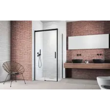 Radaway Idea Black KDJ szögletes fekete zuhanykabin 100x90 átlátszó balos kád, zuhanykabin