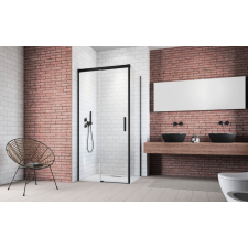 Radaway Idea Black KDJ szögletes fekete zuhanykabin 160x120 átlátszó balos kád, zuhanykabin