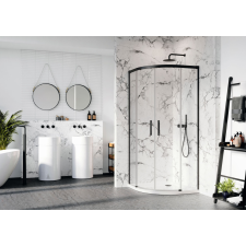 Radaway Idea Black PDD íves fekete zuhanykabin 100x100 átlátszó kád, zuhanykabin