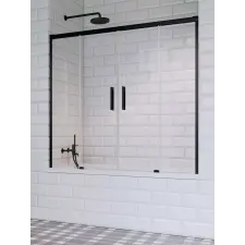 Radaway Idea Black PN DWD fekete kádparaván 180 átlátszó kád, zuhanykabin