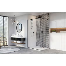 Radaway Modo New Black II Frame Walk-in fekete zuhanyfal 120 átlátszó kád, zuhanykabin