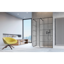Radaway Modo New Black III Factory Walk-in fekete zuhanyfal 90x140 átlátszó kád, zuhanykabin