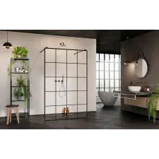 Radaway Modo X Black I Factory Walk-in fekete zuhanyfal 120 átlátszó kád, zuhanykabin