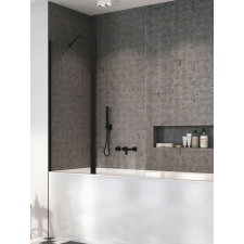 Radaway Nes 8 Black PND II fekete kádparaván 130 átlátszó balos kád, zuhanykabin