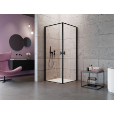 Radaway Nes Black KDD I Frame szögletes fekete zuhanykabin 100x90 átlátszó kád, zuhanykabin