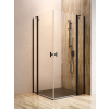 Radaway Nes Black KDD II szögletes fekete zuhanykabin 80x90 átlátszó