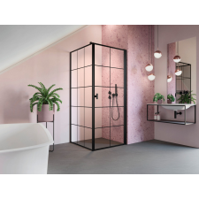 Radaway Nes Black KDJ I Factory szögletes fekete zuhanykabin 100x70 átlátszó jobbos kád, zuhanykabin