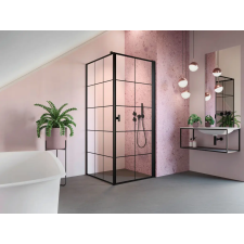 Radaway Nes Black KDJ I Factory szögletes fekete zuhanykabin 100x80 átlátszó jobbos kád, zuhanykabin