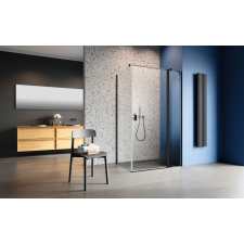 Radaway Nes Black KDJ II szögletes fekete zuhanykabin 120x75 átlátszó jobbos kád, zuhanykabin