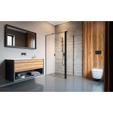 Radaway Nes Black KDS II szögletes fekete zuhanykabin 120x80 átlátszó balos kád, zuhanykabin