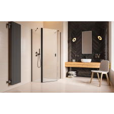 Radaway Nes Black PTJ szögletes fekete zuhanykabin 80x80J átlátszó, jobbos kád, zuhanykabin