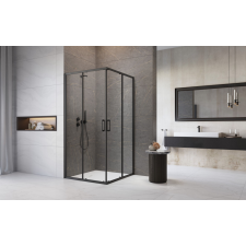 Radaway Premium Pro Black KDD szögletes fekete zuhanykabin 100x100 átlátszó kád, zuhanykabin