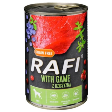  Rafi kutya pástétom vad, vörös- és kék áfonyával konzerv – 800 g kutyaeledel
