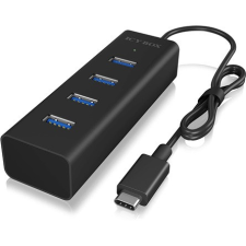  Raidsonic IB-HUB1409-C3 4-portos USB-C USB3.0 hub fekete kábel és adapter