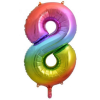  Rainbow, Szivárvány 8-as szám fólia lufi 85 cm