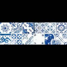 Rako home Majolika fényes patchwork 20x60cm kék-fehér dekorcsempe csempe