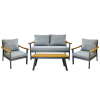 ramiz Lublana alumínium kerti bútor szett: szürke kanapé, 2 fotel és kávéasztal, szürke párnákkal