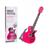 ramiz OEM Rózsaszín elektromos gitárkészlet mikrofonnal, méretei 69x23x5cm, gyerekeknek 3 éves kortól