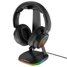 RAMPAGE Fejhallgató állvány - TOWER T14 (fekete, műanyag, USB HUB, RGB) fejhallgató állvány
