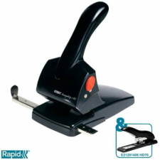 Rapid Lyukasztó, nagyteljesítményű, kétlyukú, 65 lap, RAPID "HDC65 Fashion", fekete lyukasztó