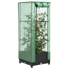  Rattan megjelenésű magaságyás melegháztakaróval 40x40x123 cm kerti tárolás