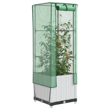  Rattan megjelenésű magaságyás melegháztakaróval 40x40x139 cm kerti tárolás