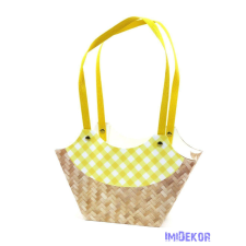  Rattan mintás virágtáska - Sárga dekorációs kellék